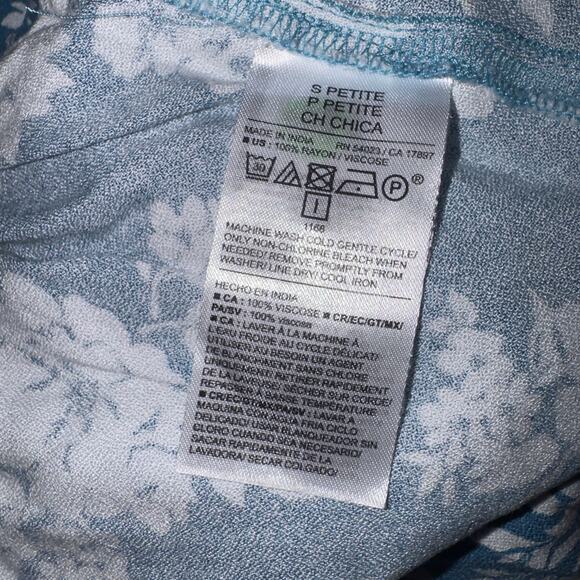 Old navy Crepe A-Line blue floral Midi Skirt women’s size petite small - Picture 6 of 7